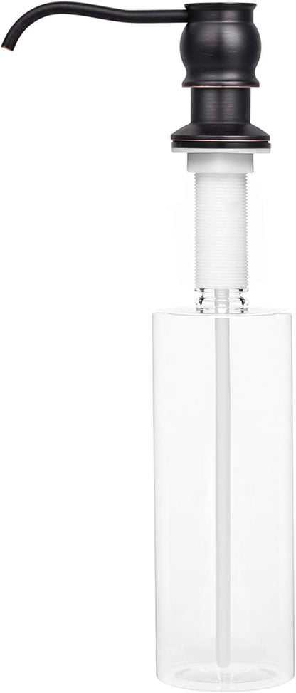 Samodra Kitchen Sink Soap/Lotion Dispenser, Brass Pump Head Oil Rubbed Bronze 12 OZ Bottle Built in Design Refill from The Top for Granite Thick Deck Installs