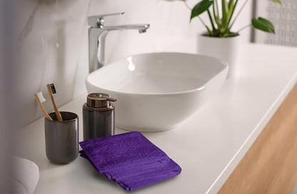 Softolle 100% Cotton Ring Spun Wash Cloths – Bulk Pack of Washcloths – 12x12 Inches – Wash Cloth for Face, Highly Absorbent, Soft and Face Towels (Purple, 60 Pack)