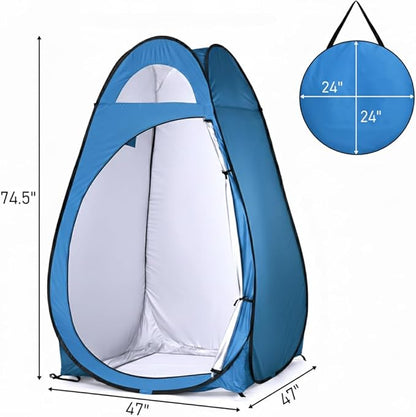 4x4ft Pop Up Privacy Shower Tent with Top Window, 3.6lbs Liightweight Dressing Room, Portable Toilet Stall with Carry Bag for Camping, Beach, Outdoors (Blue)