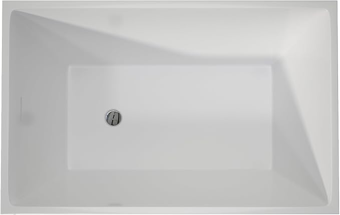43" Acrylic Freestanding Bathtubs, Stand Alone Tub, Japanese Soaking Tub for Bathroom, Integrated Overflow and Drain, cUPC Certified, Gloss White