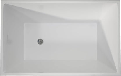 43" Acrylic Freestanding Bathtubs, Stand Alone Tub, Japanese Soaking Tub for Bathroom, Integrated Overflow and Drain, cUPC Certified, Gloss White