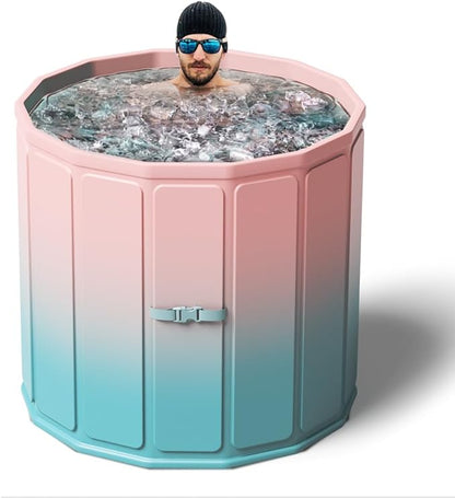 Portable Foldable Ice Bath Tub, Large Size 77 Gal, Fast Muscle Recovery, Home Outdoors Gyms, Quick Opening without Installation, No Water Leakage (Ice/Hot Universal)