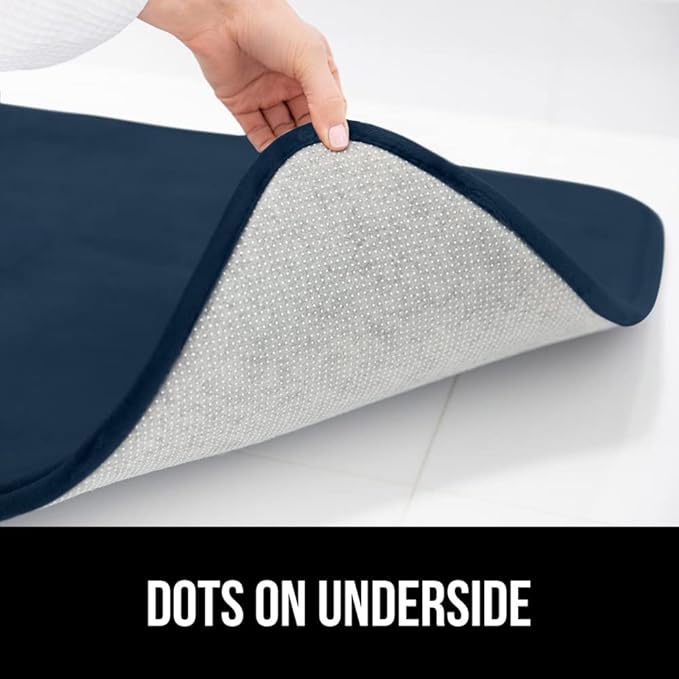 GORILLA GRIP Memory Foam Bath Rugs, Soft Absorbent Velvet Bathroom Mats, Durable Dots on Underside, Machine Washable Bathmat, Carpet Rug Room Decor for Shower Floor, 36x24 Mat, Navy Blue