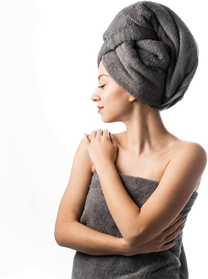 Hencely 6-Piece Bath Towel Set - High Absorbency, Quick Drying - 100% Soft Turkish Cotton - 2 Bath Towels, 2 Hand Towels, 2 Washcloths - for Bathroom, Home, Hotel, Spa, and Gym - 6-Pack Gray