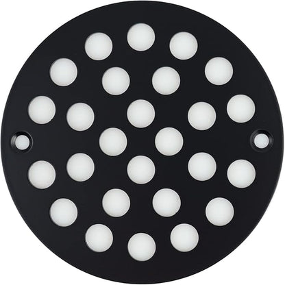4 Inch Screw-in Round Shower Drain Cover Replacement Floor Drainer with Screws (Black)