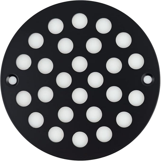 4 Inch Screw-in Round Shower Drain Cover Replacement Floor Drainer with Screws (Black)