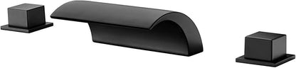 Deck Mount Roman Tub Faucet Matte Black Waterfall Bathtub Faucet Extra High Flow, SUMERAIN