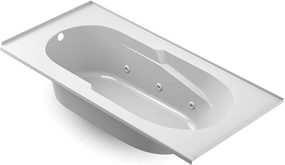 Jacuzzi SIGNATURE Acrylic Drop-In Bathtub, Jet Massage Tub, Slip Resistant, Left Drain Placement, 72" (L) x 36" (W), Rectangle, White