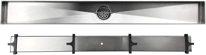 Neodrain 36-Inch Linear Shower Drain with Tile Insert Grate,Brushed 304 Stainless Steel Rectangle Shower Floor Drain, Linear Drain with Leveling Feet, Hair Strainer