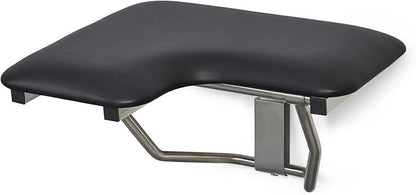 32" x 22.5" Black Padded Cushion Wall Mount Folding Right-Handed Transfer Bench Shower Seat, ADA Compliant