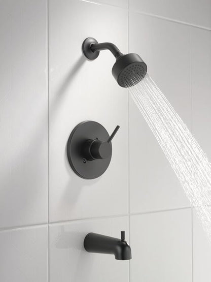 Delta Faucet Modern 14 Series Matte Black Shower Faucet, Tub and Shower Trim Kit with Single-Spray Touch-Clean Black Shower Head, Matte Black T14459-BL-PP (Valve Not Included)