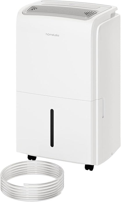 hOmeLabs Dehumidifier for Home, Office, Basements with Powerful Moisture Removal, Humidity Control, Auto Shut-off, Quiet Operation - 6,000 Sq Ft Rooms (40 Pint MAX 104 Pint at 95°F, 90% RH) with Pump