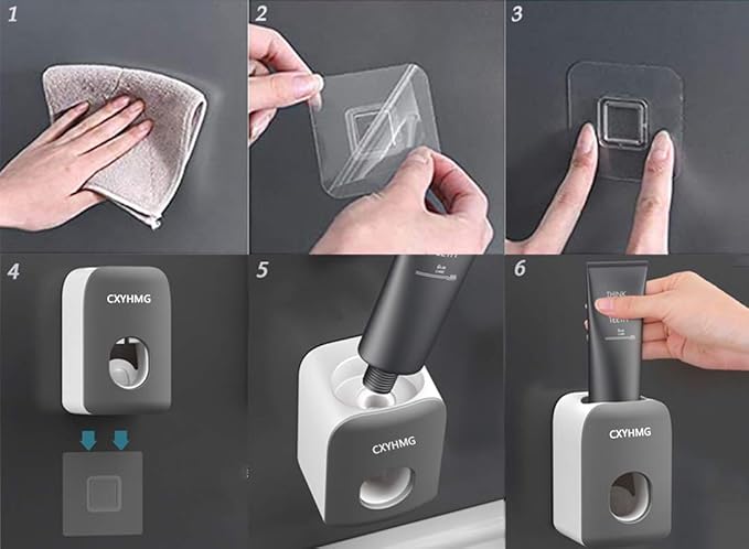 Automatic Toothpaste Dispenser for Kids, 2 PCS Toothpaste Squeezer for Kids & Family Shower Decor, is Wall Mounted Bathroom Accessories Organizer (Grey, 2PACK)