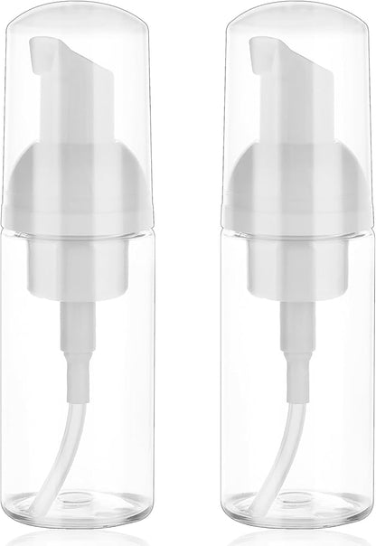 2 Pack Foam Pump Bottle Travel Small Size Mousse Foam Soap Dispenser Mini Empty Clear Plastic Foaming Soap Dispenser Refillable Pump Containers for Face Wash Lash Shampoo Skin Care 50 ml/1.7 oz