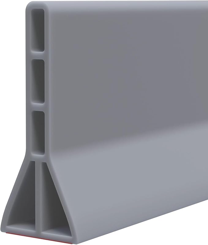 Raycity 3" High Shower Threshold Water Dam 98 IN Collapsible Shower Water Splash Guard for Curbless Shower Threshold Barrier Water Stopper for Wet and Dry Separation Bathroom and Kitchen (Grey)