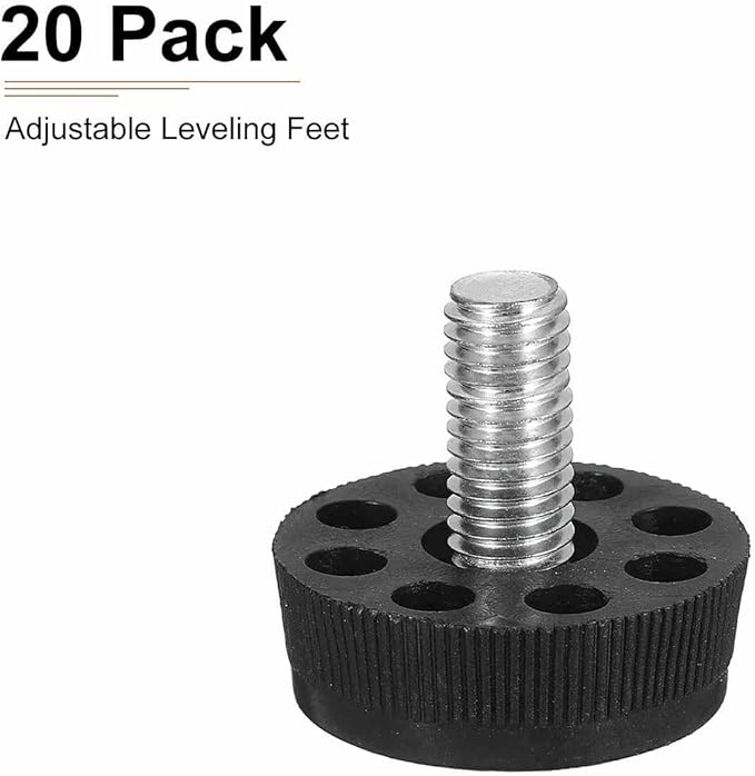 M8x17x30mm(DxLxOD) Screw on Furniture Glide Leveling Feet - 20Pack - Good for Furniture - Adjustable Thread Furniture Levelers - Black