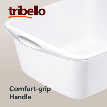 Tribello 2-Pack Dish Pans for Kitchen Sink, Plastic Tub Dishpan Wash Basin and Foot Bath for Soaking Feet, Wash Bucket for Washing and Storage Cleaning Supplies - 12 Quarts - Heavy Duty - (White)