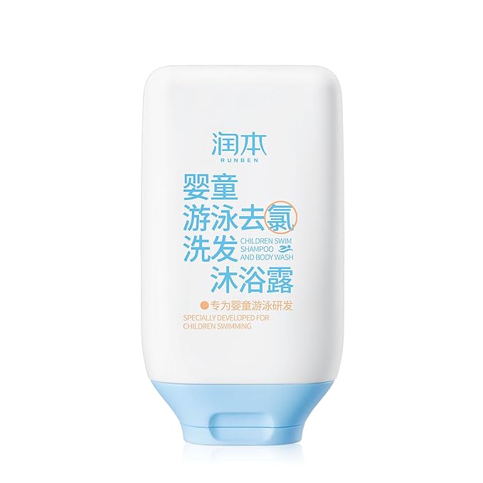 RUNBEN Kids Swim 2-in-1 Shampoo & Body Wash, After Swim Care for Baby, Chlorine Removal Wash for Swimmers, Hydrating & Gentle for Sensitive Skin, Specially Developed for Children Swimming, 3.35 oz