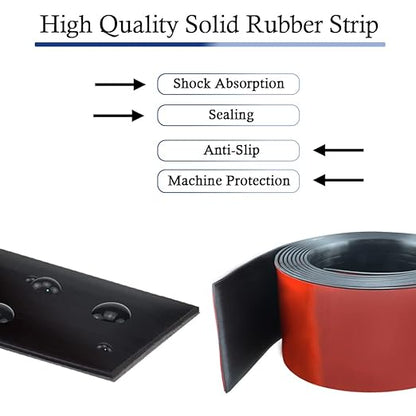 Neoprene Rubber Strips Self Adhesive Solid Rubber Sheets, Rolls & Strips for DIY Gaskets Crafts Pads Seals Warehouse Flooring Neoprene Sheet with Adhesive Backing (3" Wide x 1/5" Thick x 20' Long)
