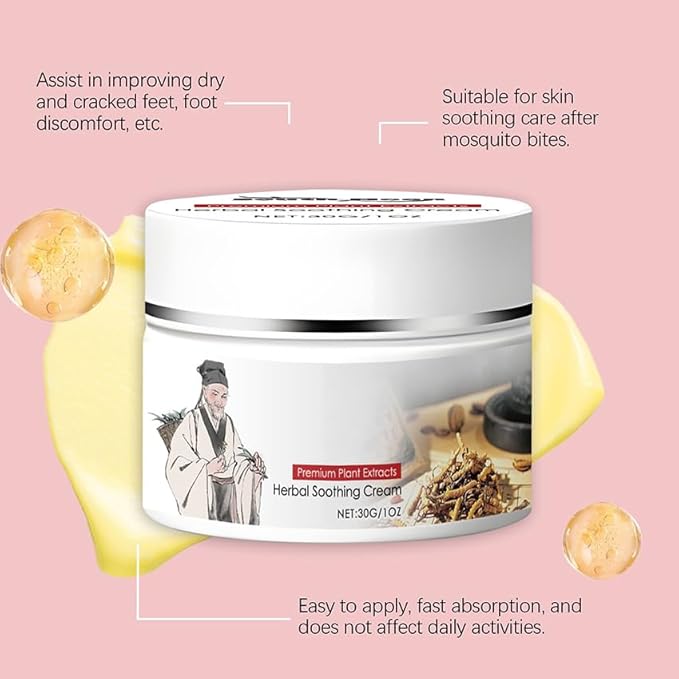 Herbal Body Care Cream - Relieves Dry and Tight Skin, Soothing Skin | Relieves Itching, Rich in Menthol, Calendula & Dendrobium | 1 FL oz (1Pcs)