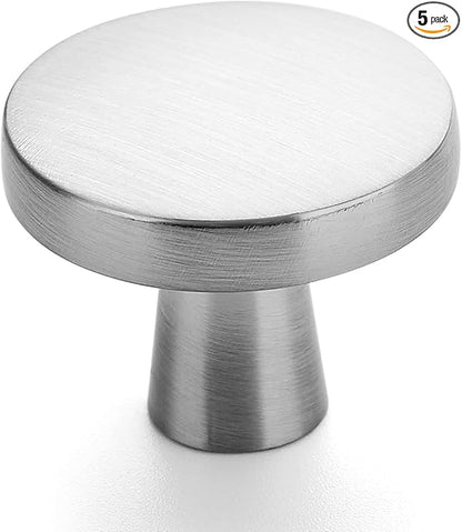 Ravinte 5 Pack Drawer Pulls 1-1/4 Inch Kitchen Cabinet Knobs Brushed Nickel Round Dresser Drawer Knobs Solid Dresser Knobs Drawer Knobs Simple Cabinet Hardware for Cupboard Drawer Pulls
