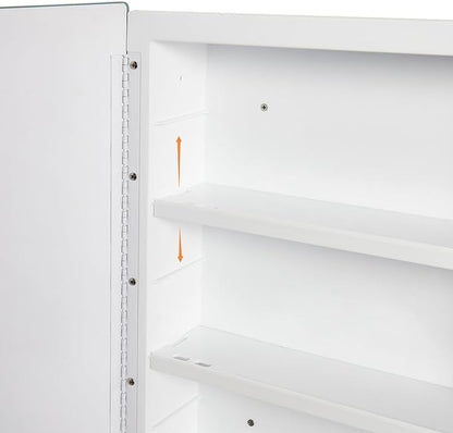 Plastic Bathroom Medicine Mirror Cabinet 16 x 22 inch, Surface and Recessed Mount, Beveled Edge Mirror