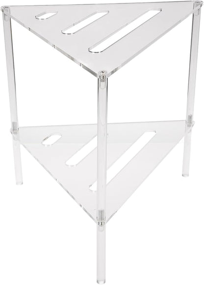 Corner Shower Caddy, 2 Tier Acrylic Bathroom Corner Shelf Clear Standing Shower Shelves Countertop Floor Rack Stand for Kitchen Bathroom