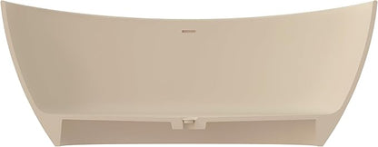 SJ STAR&JANE 65" Solid Surface Freestanding Bathtub Stone Resin Soaking Tub Milk Coffee Double Slippers Stand Alone Oval Tub with Pop-up Drain and Overflow for Bathroom
