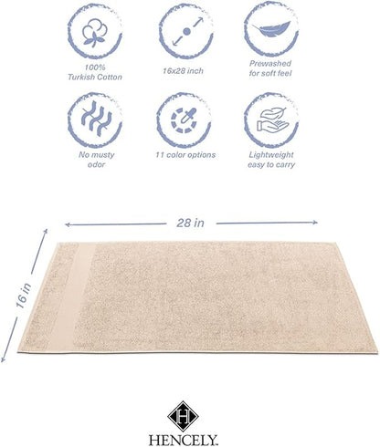 Hencely Luxury Hand Towel - Set of 2 (16x28 Inches) - Soft Turkish Cotton, Absorbent, Quick-Drying Face, Body, Kitchen, and Bathroom Towel (Hand Towels 2 Pack, Beige)