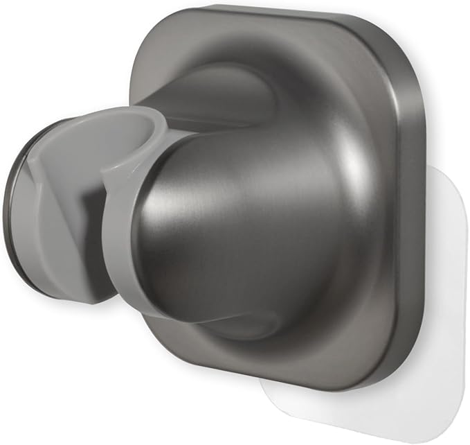 Hand held Shower Head Holder Wall Mount - Adjustable in 5 Positions - Dual Mount Option (Screw/Adhesive), Bathroom Shower sparyer Holder - Brushed Nickle
