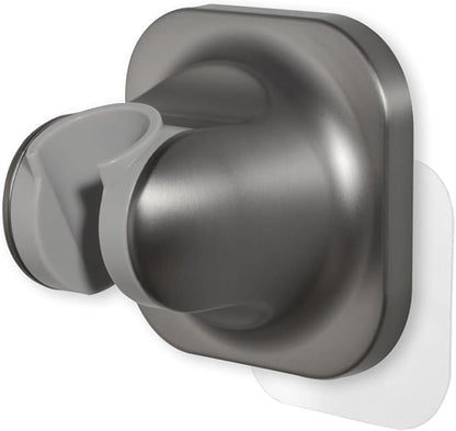 Hand held Shower Head Holder Wall Mount - Adjustable in 5 Positions - Dual Mount Option (Screw/Adhesive), Bathroom Shower sparyer Holder - Brushed Nickle