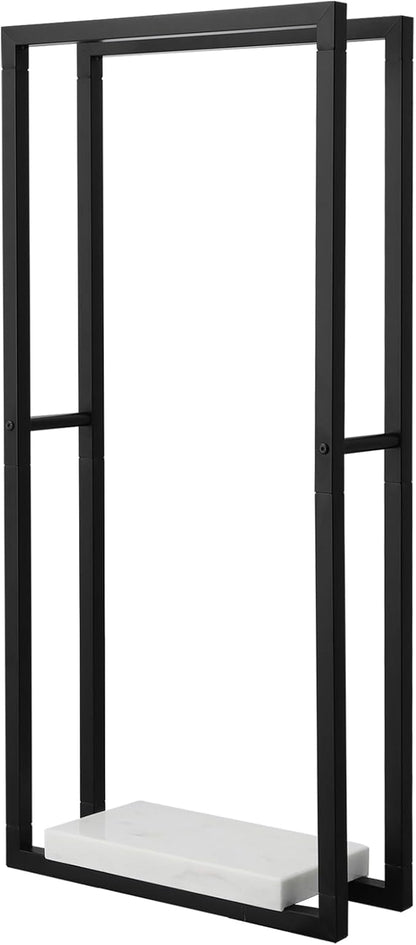 KES 42" H Bathroom Free Standing Towel Rack, Freestanding Floor Towel Rack Stand 2 Tier with Marble Base for Bathroom Floor, Double Large Bath Sheet Extra High Thick, Matte Black, BTH503-BK