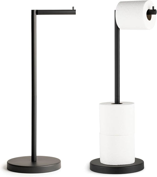 Marmolux Acc - Free Standing Toilet Paper Holder 1pc - Bathroom Storage for 4 Rolls of Tissue Modern Stainless Steel Matte Black Toilet Paper Holder. - Tp Holder Stand