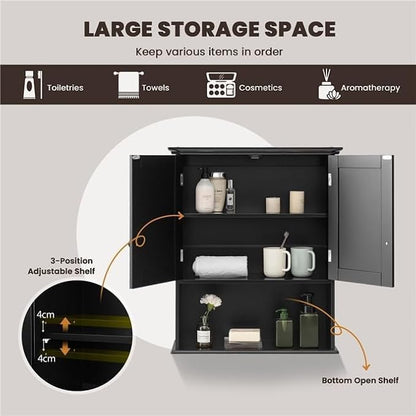 Safeplus 28" H x 23.5" W Wall Mount Medicine Cabinets with Adjustable Shelf and 2-Door for Bathroom Living Room