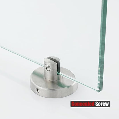 JQK Bathroom Glass Shelf, Tempered Glass Shower Storage 8 by 5 inches, 304 Stainless Steel Brushed Finish Wall Mount, TGS101L8-BN