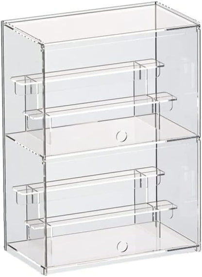 Choowin 2 Layer Clear Acrylic Display Case for Collectibles, Mini Figures, Pop Mart, Labubu, Sonny Angel, Smiski - Assemble Dustproof Acrylic Display Box with Door, Stand (12x6.9x16.7 inch)