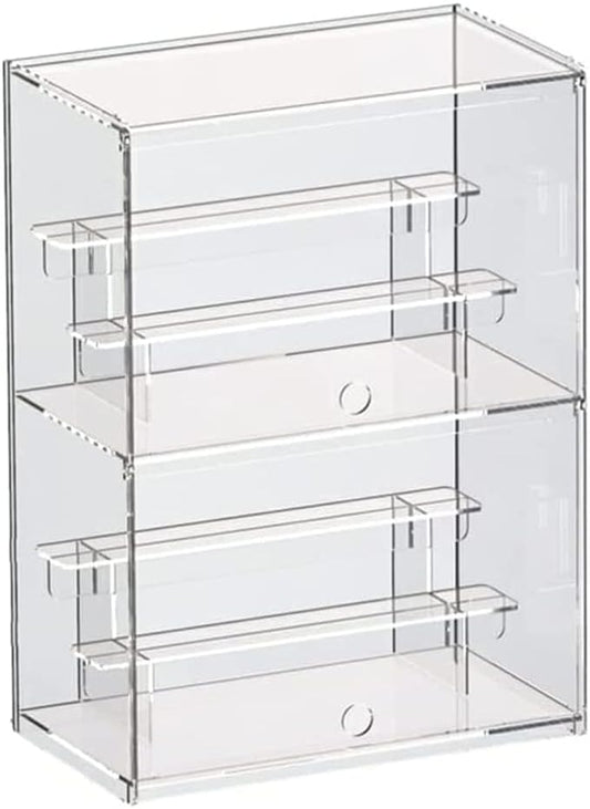 Choowin 2 Layer Clear Acrylic Display Case for Collectibles, Mini Figures, Pop Mart, Labubu, Sonny Angel, Smiski - Assemble Dustproof Acrylic Display Box with Door, Stand (12x6.9x16.7 inch)