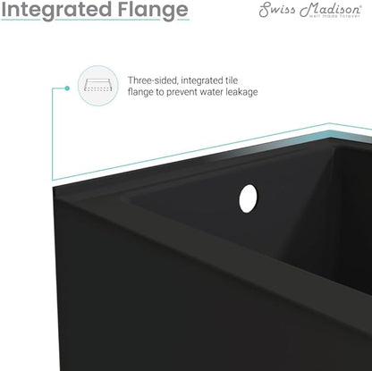 Voltaire 48" X 32" Right-Hand Drain Alcove Bathtub with Apron in Matte Black