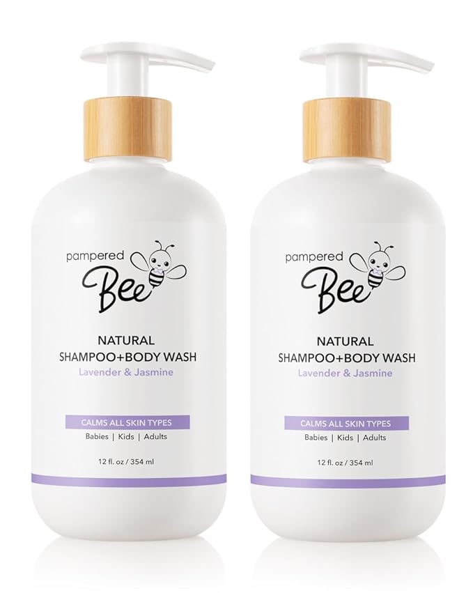 Shampoo & Body Wash (Lavender & Jasmine), 2-in-1 Natural Formula for Newborns, Toddlers and Kids - Cleanses and Softens the most sensitive skin, 12 oz (Pack of 2)