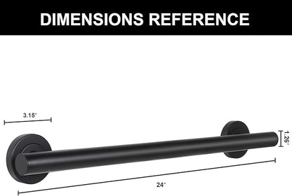 Lava Odoro Shower Grab Bar, Modern Stainless Steel Handicap Grab Bar for Bathtubs and Showers, Shower Safety Bar for Seniors Disabled, ADA-Compliant (Matte Black, 24 Inch)