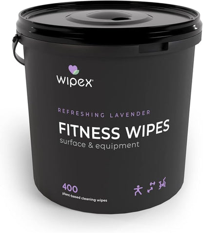 Wipex Gym Wipes – Natural Fitness Equipment Wipes, Plant-Based Cloth - Lavender & Vinegar to Clean Surfaces, Safe Yoga Mat Cleaner, All Purpose Gym Cleaner, Peloton Bikes, 400 Count (2 Pk)