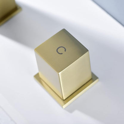 Luxury Brass 8 Inch Modern Widespread Waterfall Bathroom Sink Faucets with Copper Valve for 3 Hole 2-Handle Deck Bathroom Vanity Faucet, &Stainless Steel Pop-up Drain Assembly, Brushed Champagne Gold