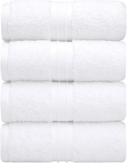 Hand Towels 4 Pack - Soft & Cozy, Large (16"x 28") Cute, Soft, Decorative - Versatile, Perfect as Hand Towels for Bathroom, Gym, Hotel, Spa Towels - White