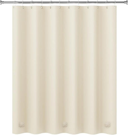 AmazerBath Plastic Shower Curtain Liner, 72 x 72 Inches EVA 8G Heavy Duty Beige Waterproof Weighted Thick Bathroom Curtain with 3 Clear Weights and 12 Rustproof Grommet Holes