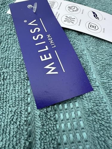 Melissa Linen 2-Piece Turkish Cotton Face & Hand Towels Set, 20 in x 35 in, Absorbent, Quick Dry, Durable & Soft, Spa & Hotel Quality, Maldive Green