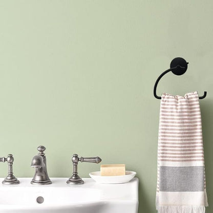 DGYB Suction Cup Hand Towel Ring Black Hand Towel Holder for Bathroom Wall SUS 304 Stainless Steel Kitchen Towel Hanger