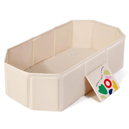 Orzbow Collapsible Baby Bathtub, Toddler Bathtub with Non-Slip Base, Portable Bath Tub for Kids Infant 12 Months+ Travle, Easy to Clean, Stable & Durable, Space-Saving, White