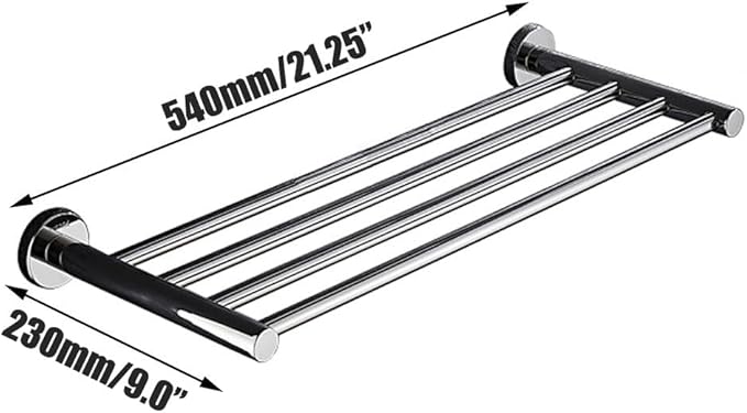 20 Inch Bathroom Towel Rack, Hotel Style Towel Racks for Bathroom Wall Mounted, Modern Towel Bar Rack, 2-Tier Towel Shelves, Polished Chrome