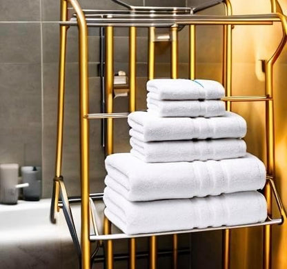 Veteran Textile LLC - 6 Pieces- Turkish Cotton - Luxury Towel Set for Bathroom & Kitchen, 2 Bath Towels, 2 Hand Towels & 2 WashCloths *Valued $79.99* (White)