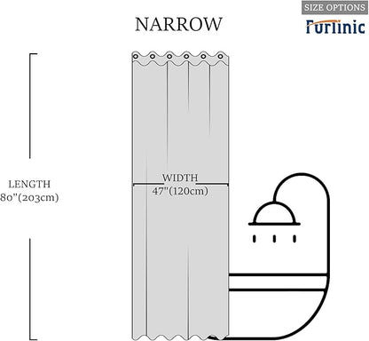 Furlinic Stall Size Shower Curtain No Hooks Needed,Half Size Polyester Fabric Bathroom Curtains with 6 Split Grommets,Hotel Quality,Waterproof & Machine Washable,Navy Blue,48x78 Inch.